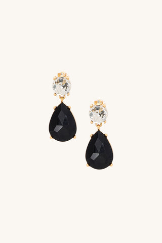 Crystal Duo Drop Earrings - Black Multi