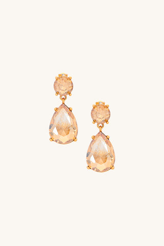 Crystal Duo Drop Earrings - Champagne