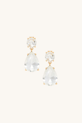 Crystal Duo Drop Earrings - Clear Crystal