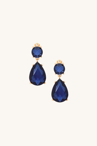 Crystal Duo Drop Earrings - Navy