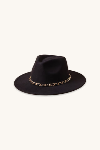 Cynthia Fedora in Black, structured wool felt fedora with grosgrain band, The Noli Shop
