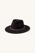 Cynthia Fedora in Black, structured wool felt fedora with grosgrain band, The Noli Shop