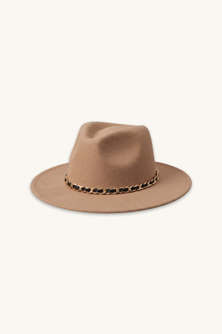 Cynthia Fedora in Latte, structured wool felt fedora in creamy latte neutral, The Noli Shop