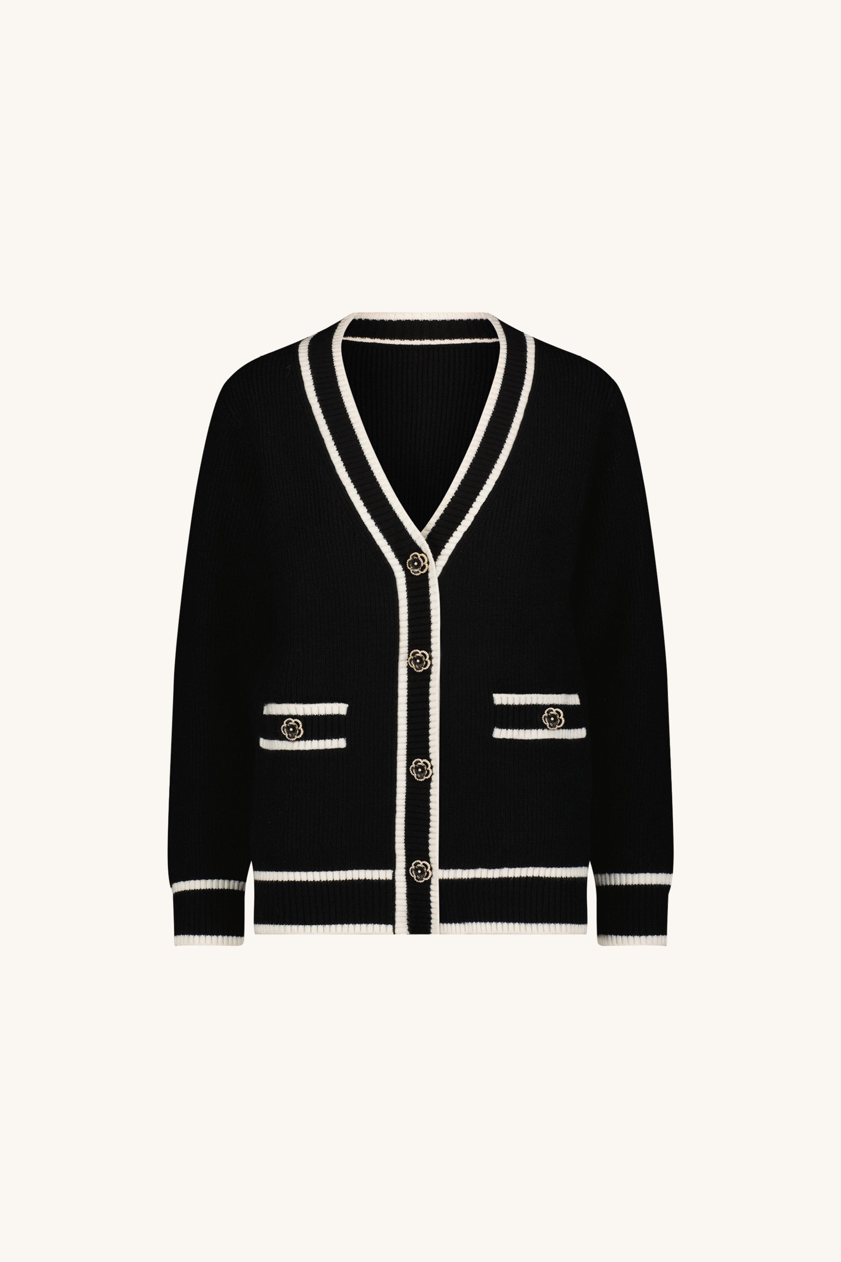 Devin Rose Contrast Cardigan - Black | The Noli Shop