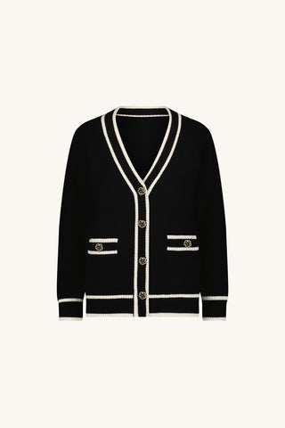 Devin Rose Contrast Cardigan - Black