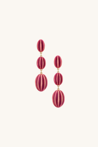 Enamel Triple Drop Earrings - Mulberry