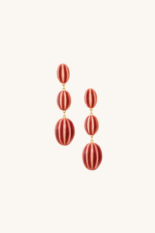 Enamel Triple Drop Earrings - Terracotta