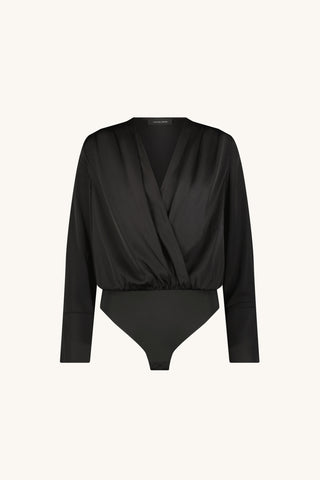 Frances Silk Bodysuit - Black