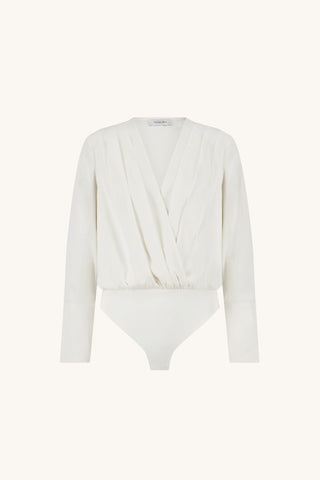 Frances Silk Bodysuit - Pearl
