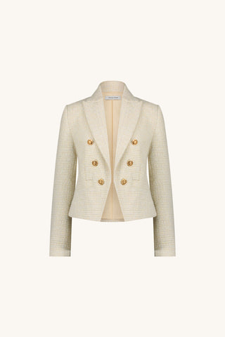 Gabrielle Double Breasted Tweed Blazer - Beige