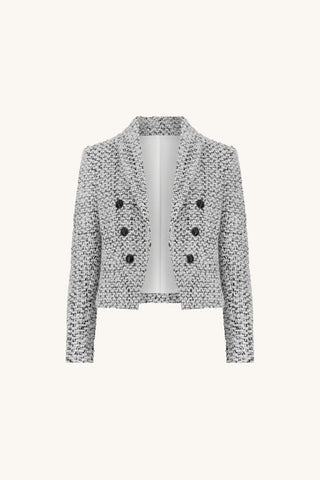 Gabrielle Double Breasted Tweed Blazer - Grey Multi