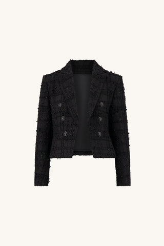 Gabrielle Double Breasted Tweed Blazer - Noir