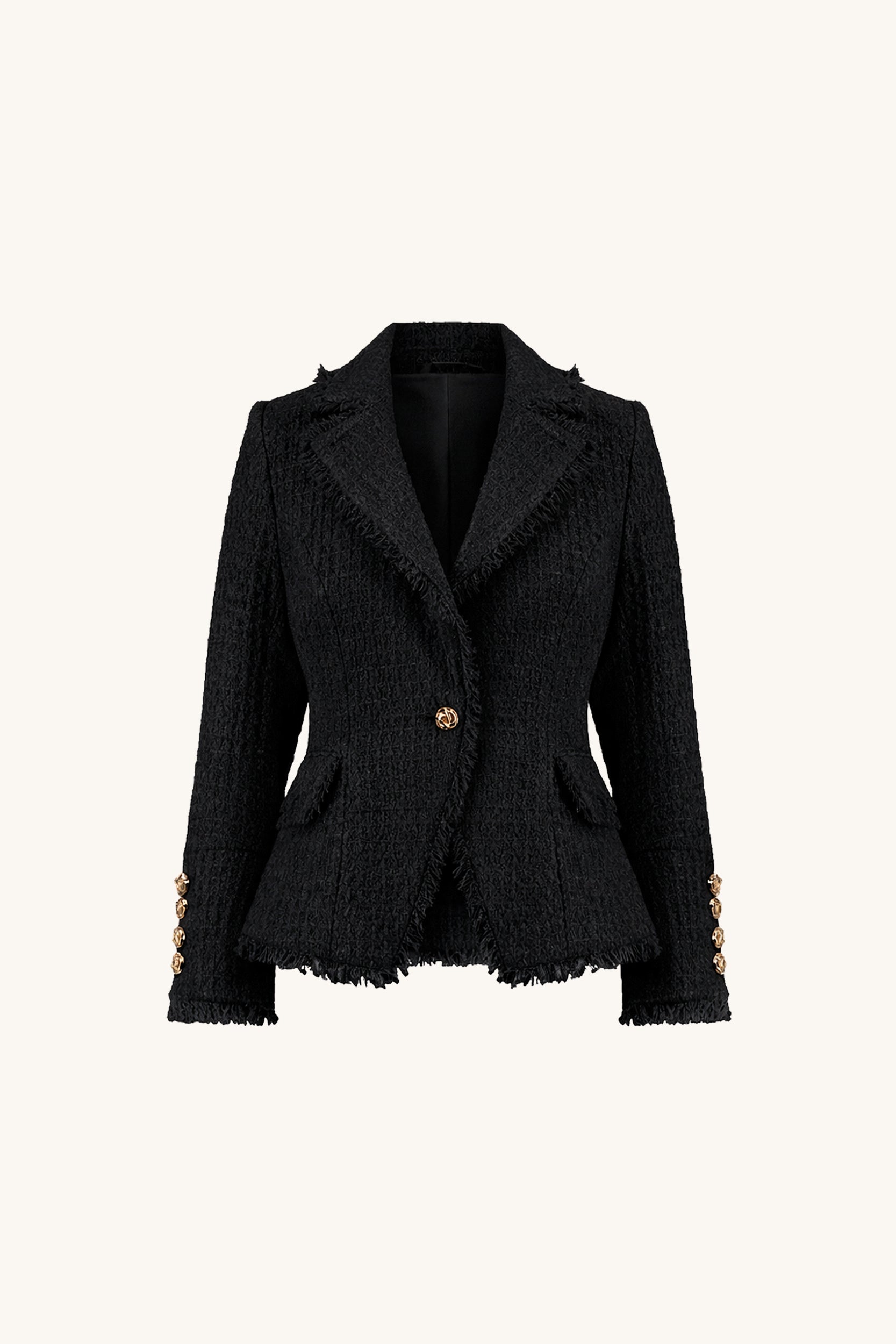 Giselle Single Breasted Tweed Blazer - Black | The Noli Shop