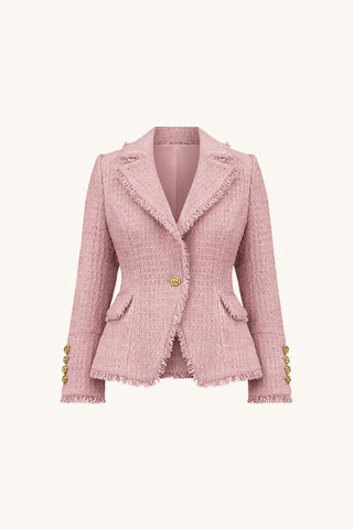 Giselle Single Breasted Tweed Blazer - Blush