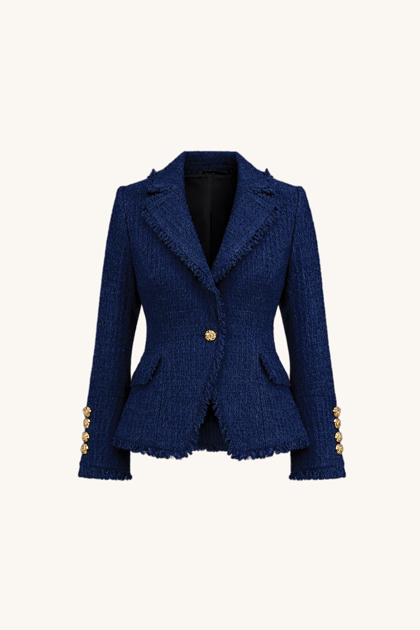 新品タグ付 bluelea Double button tweed jacket Giselle Single Breasted Tweed Blazer - Navy | The Noli Shop