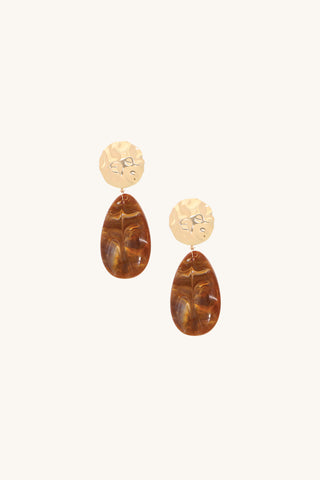 Gold Enamel Statement Earrings - Amber Multi