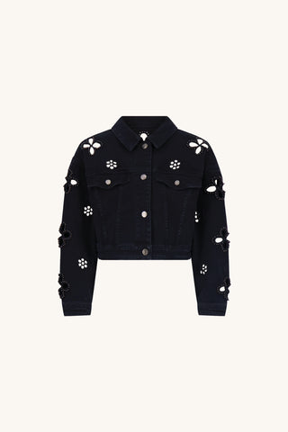 Kaia Pearl Jean Jacket - Black