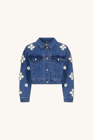 Kaia Pearl Jean Jacket - Medium Blue