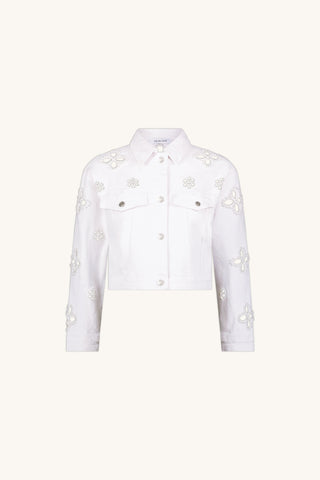 Kaia Pearl Jean Jacket - White