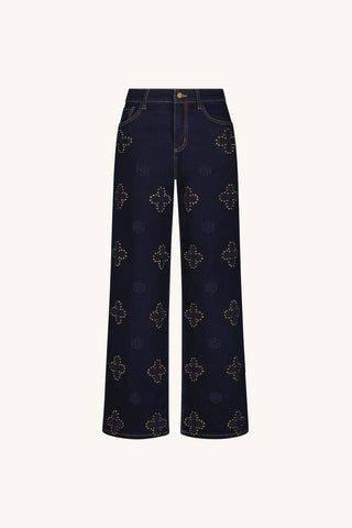 Kaia Studded High Rise Jean - Indigo