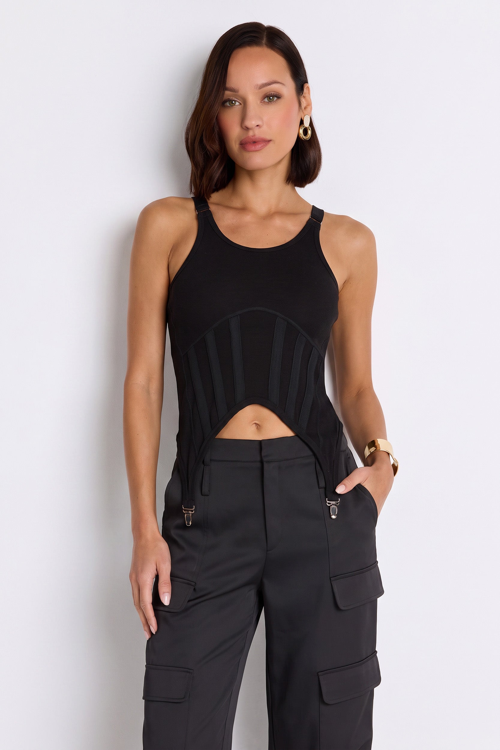 Black Garter Tank for Women | The Noli Shop