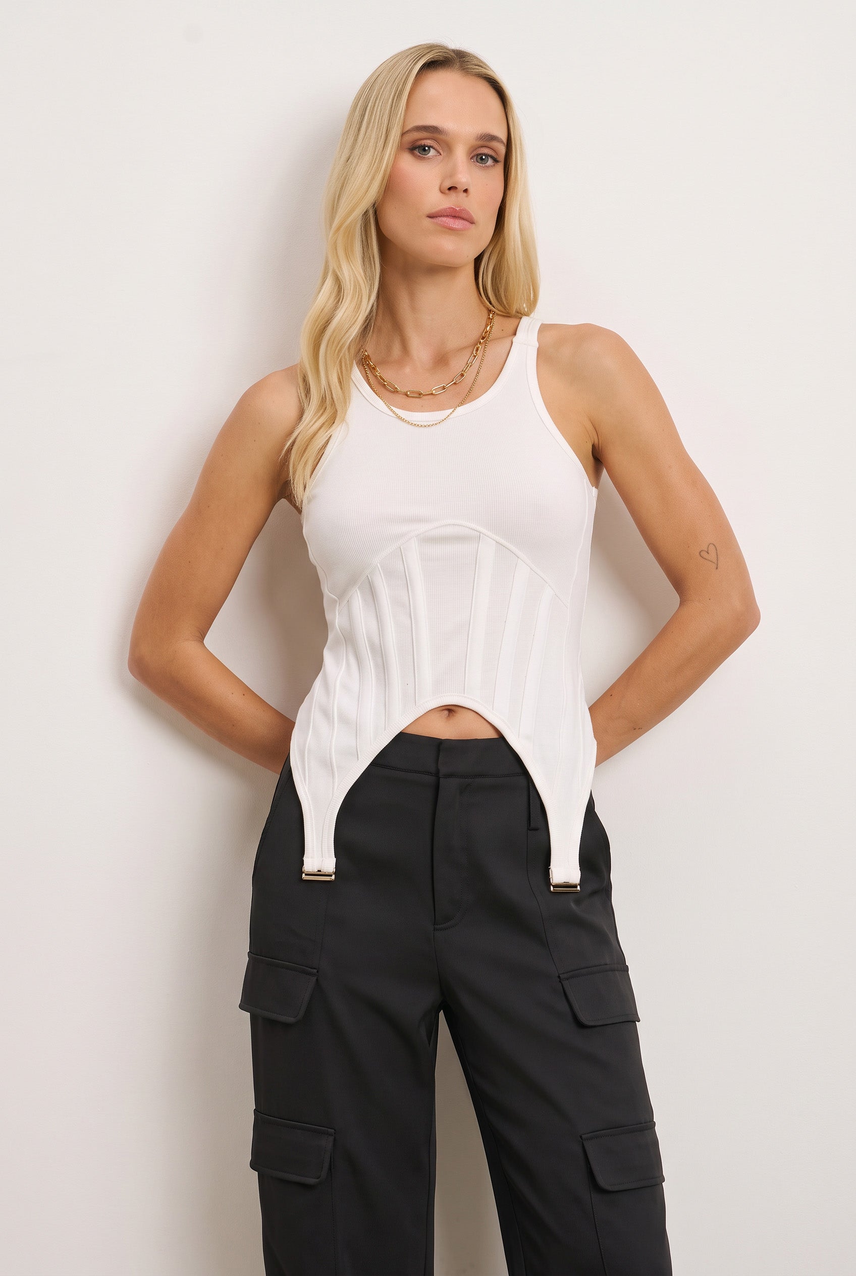 White Garter Tank for Women | The Noli Shop