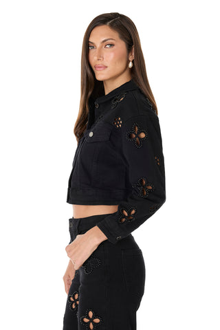 Kaia Pearl Jean Jacket - Black