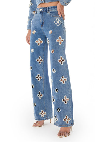 Kaia Pearl High Rise Jean - Medium Blue