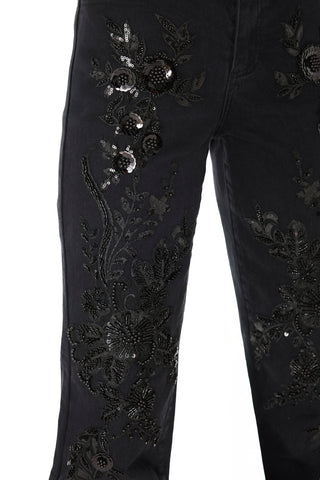 Stassi Floral Sequin Jean - Black
