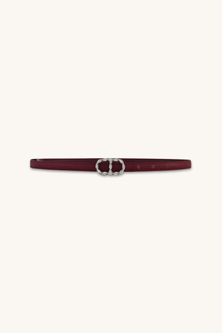 Mabel Belt in Merlot, slim merlot belt with silver oval buckle, The Noli Shop
