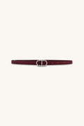 Mabel Belt in Merlot, slim merlot belt with silver oval buckle, The Noli Shop