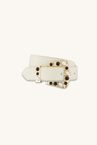 Melrose Embellished Belt in Pearl, embellished pearl belt, The Noli Shop