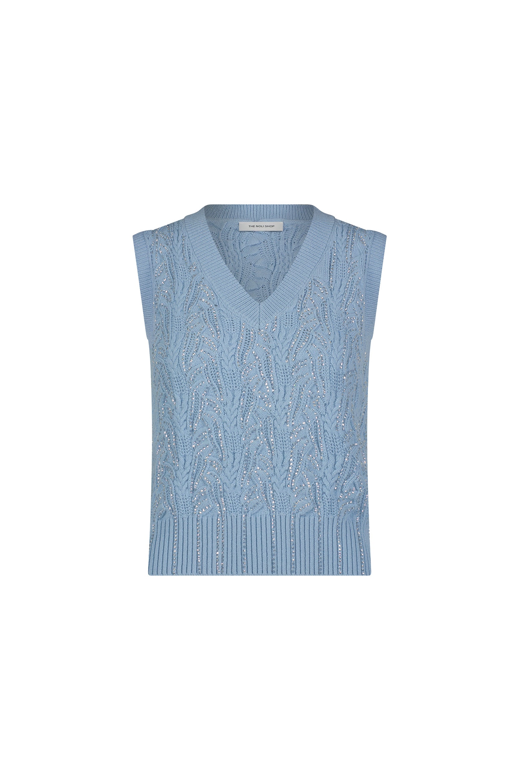 Mikaela Crystal Knit Top - Sky Blue – The Noli Shop