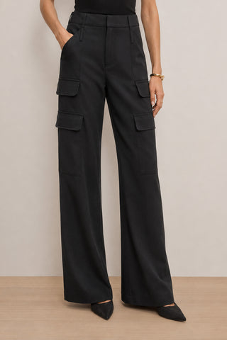 Milan Satin Cargo Pant - Black
