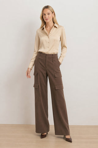 Milan Satin Cargo Pant - Espresso