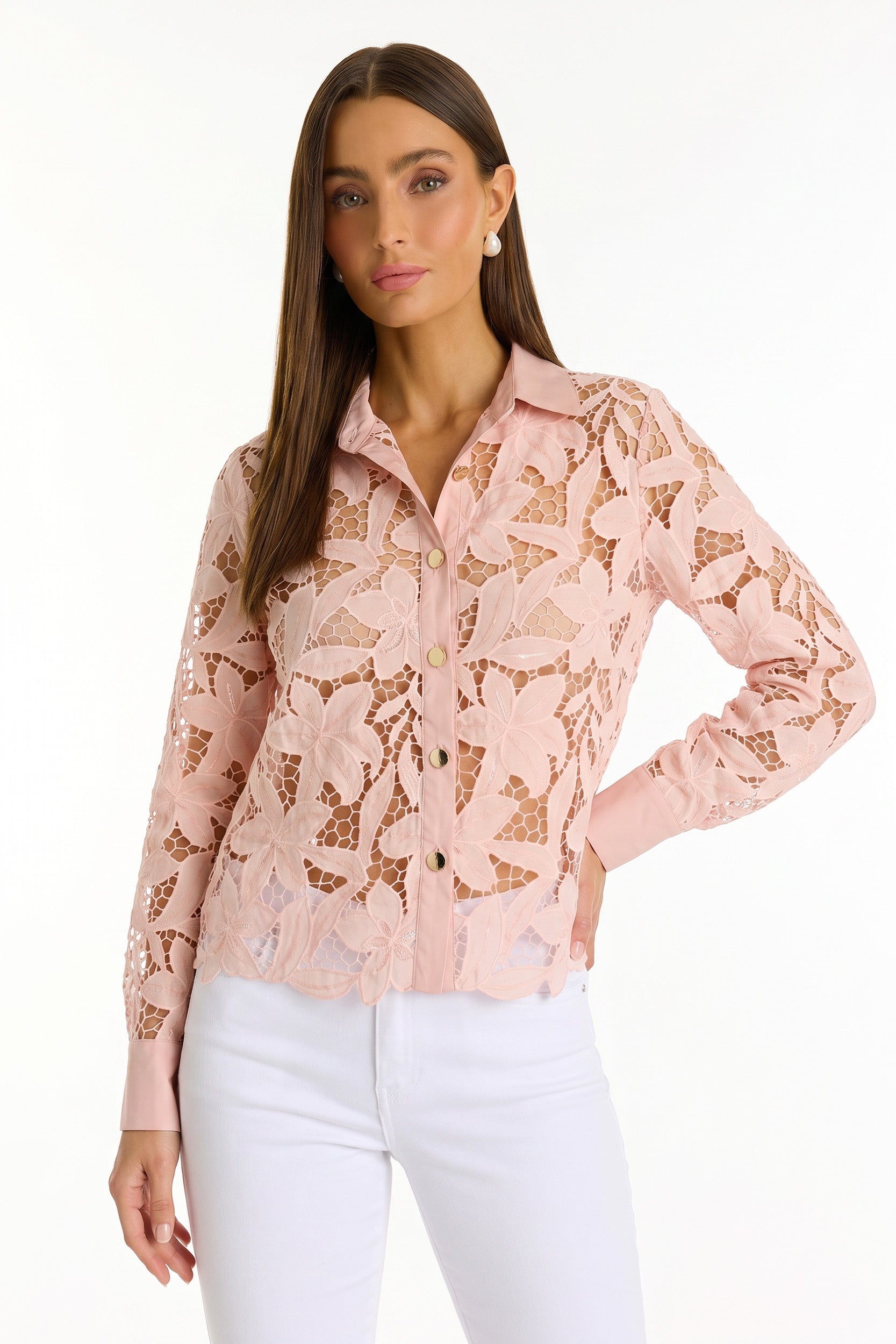 Mina Lace Blouse - Blush – The Noli Shop