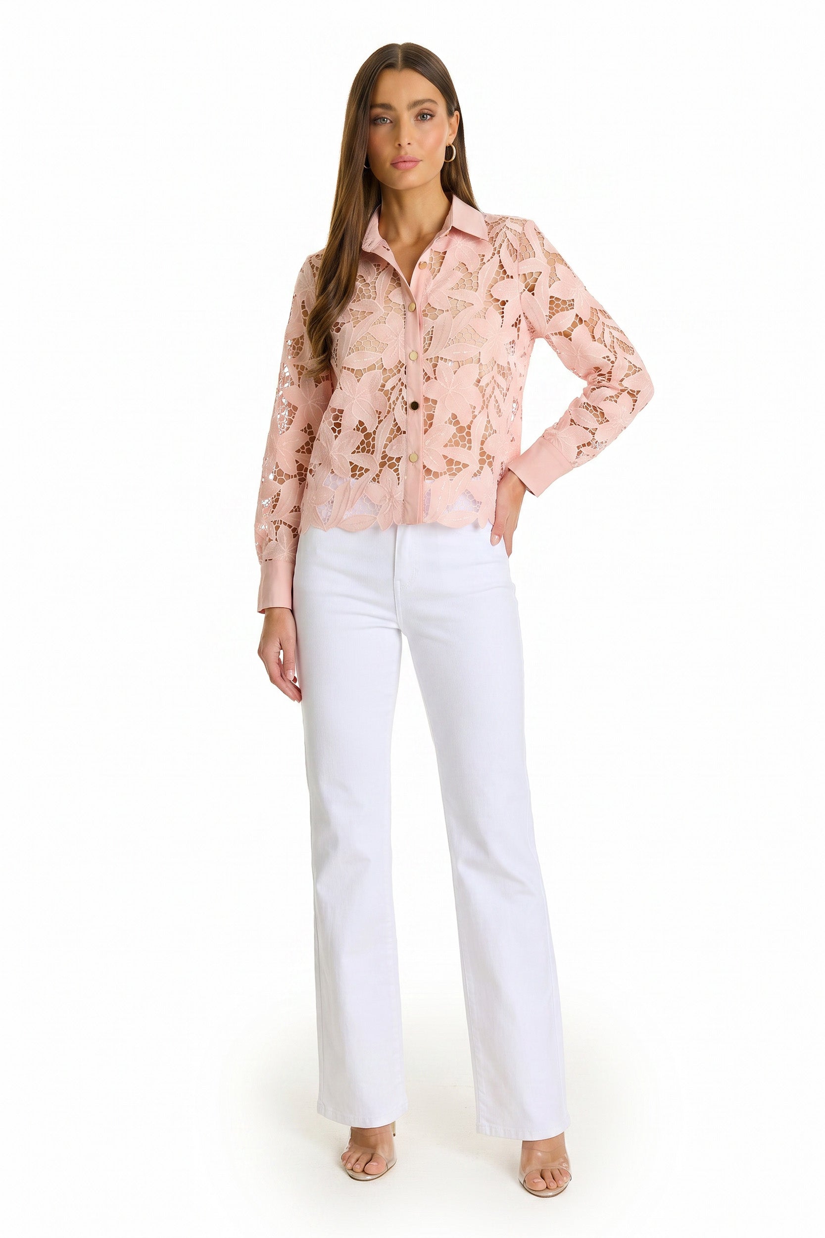 Mina Lace Blouse - Blush – The Noli Shop
