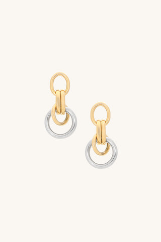 Mixed Metal Drop Earrings - Gold Silver Multi