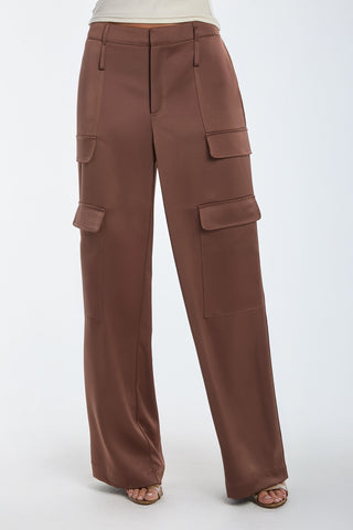 Milan Satin Cargo Pant - Mocha