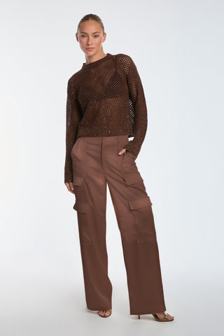 Milan Satin Cargo Pant - Mocha