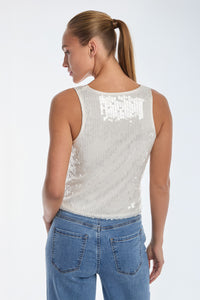 Sophia Sequin Tank - Pearl