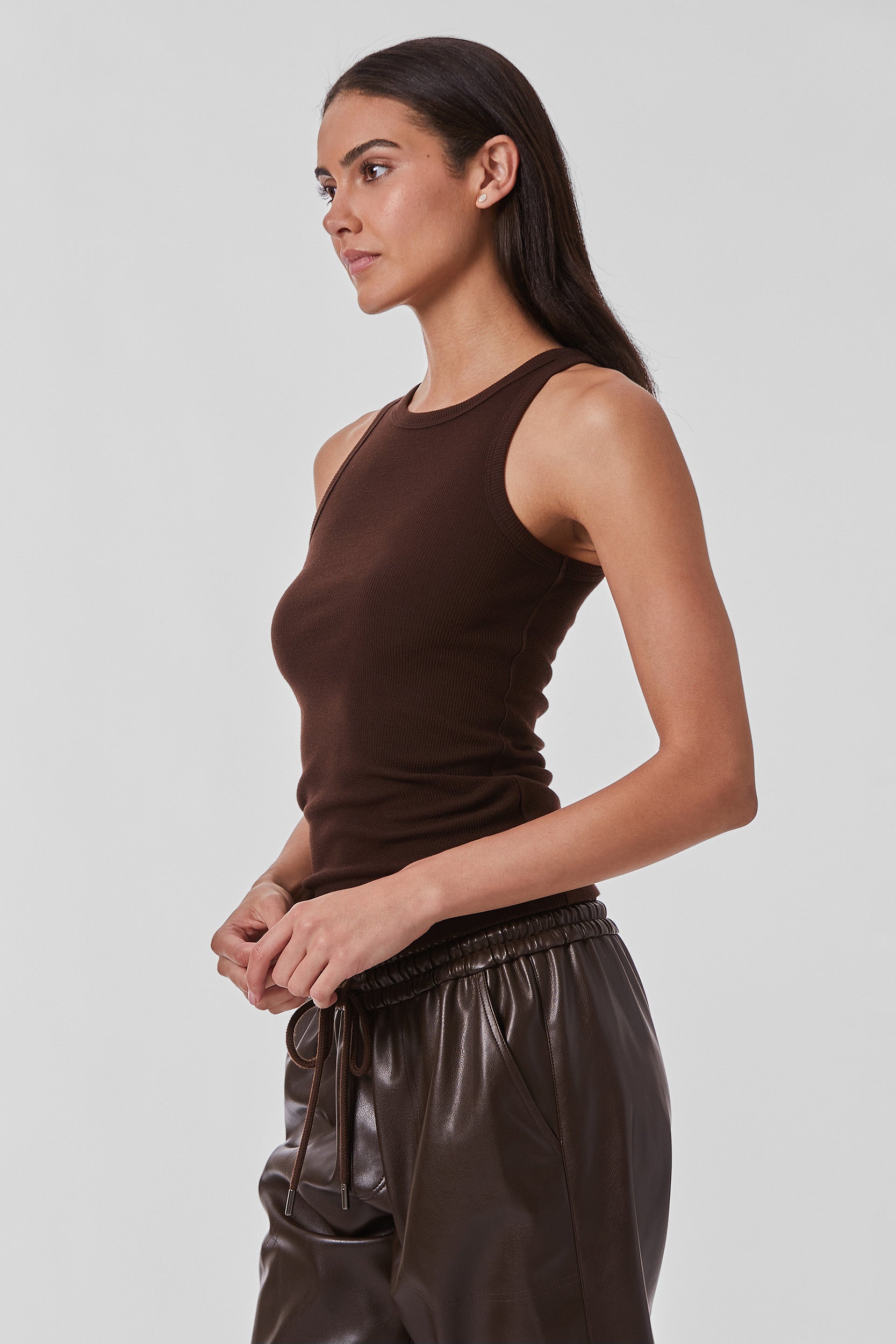 Essential Rib Tank - Espresso