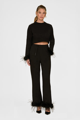 Rada Feather Trim Pant - Black