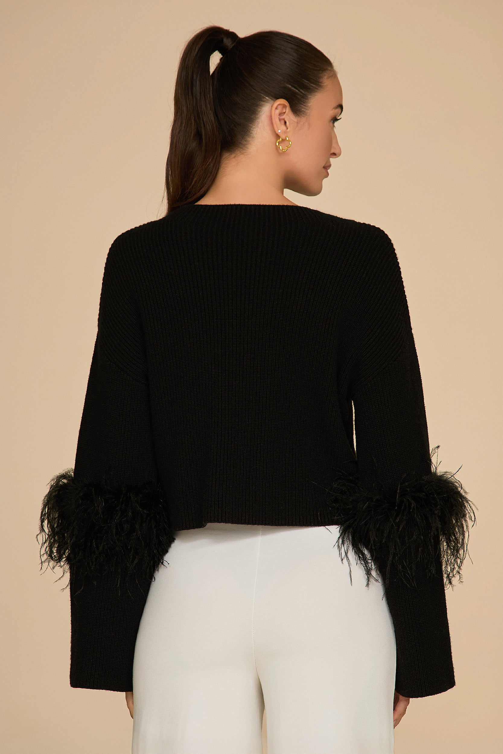 Sweater with feather sleeves cheap