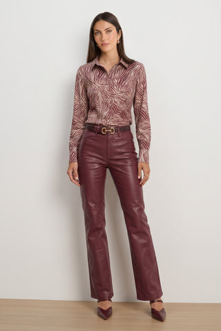 Paulina Silk Blouse - Burgundy Zebra