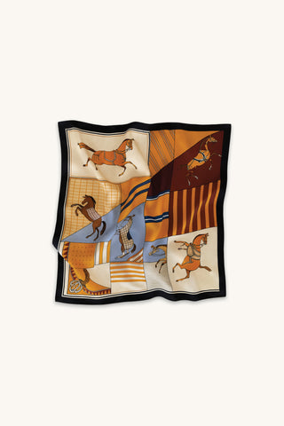 Printed Satin Scarf - Multi-Horse