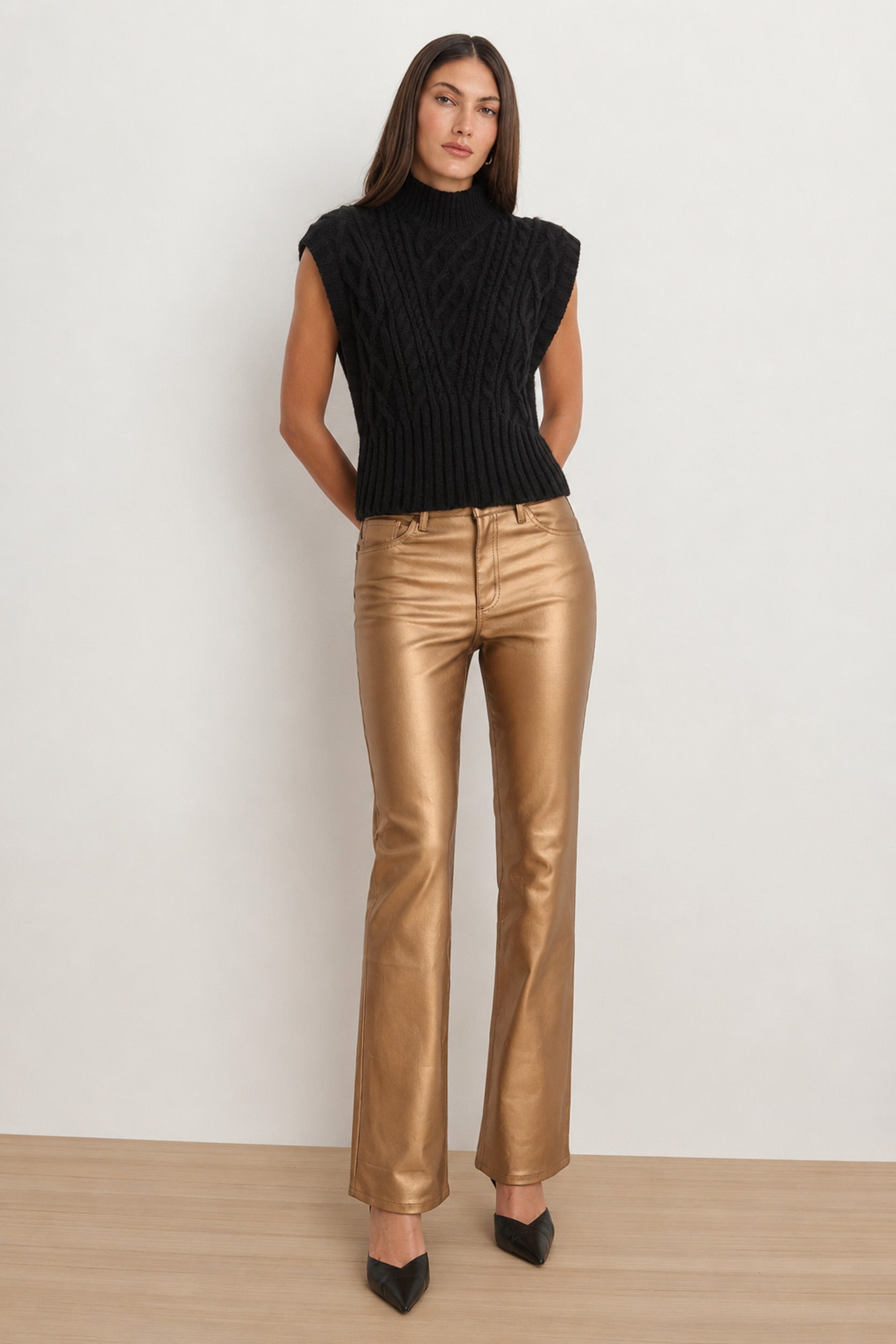 Black Cable Knit Button Sweater for Women | The Noli Shop