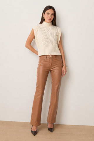 Raina Cable Knit Button Sweater - Pearl