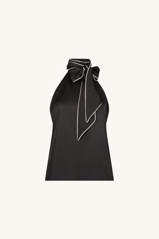 Rina Tie Neck Blouse - Black/White