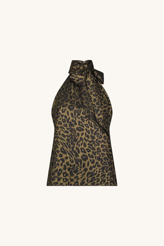 Rina Tie Neck Blouse - Leopard Foil
